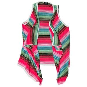 Rue21 Striped Vest Duster Sleeveless Cardigan‎ Colorful Medium M (V)